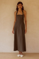 ASTRID HALTER MIDI DRESS - CHOCOLATE