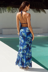 BELINA DRAPED HALTER TOP - ELIANA BLUE