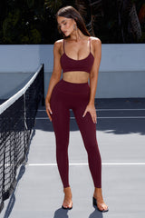 BETTY V-NECK SPORTS BRA - CHERRY