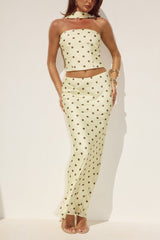 BLAINE LOW WAIST MAXI SKIRT - LEMON/CHOC POLKA