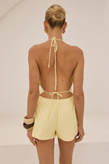 KOAH ELASTICATED SHORTS - LEMON/WHITE POLKA
