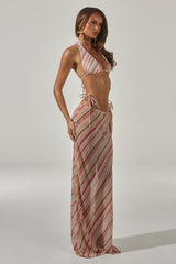 CYRUS LOW WAIST SHEER MAXI SKIRT - SADIE PINK