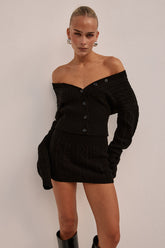 EMILIA SLEEVED KNIT TOP - BLACK