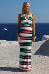 EMRYN HALTER KNIT MAXI DRESS - MULTI STRIPE