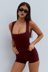 FAWN SQUARE NECK TANK TOP - CHERRY