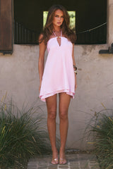 FREYA FLOWY HALTER MINI DRESS - PETAL