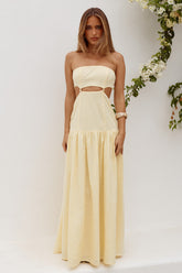 GAIA STRAPLESS CUTOUT MAXI DRESS - BUTTER