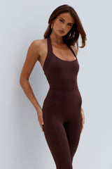 GRACIA HALTER TANK TOP - CHOCOLATE