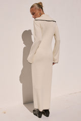 IVANA SLEEVED KNIT MAXI DRESS - CREAM