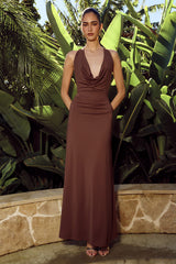 IVY COWL RACERBACK MAXI DRESS - MOCHA