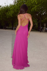 JIONNI RUFFLE MAXI DRESS - BERRY