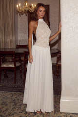 JUDITH HALTER LOW BACK MAXI DRESS - CREAM