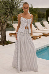 MAREE SHIRRED DROP WAIST MAXI SKIRT - DREA WHITE