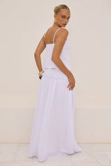 MAREE SHIRRED DROP WAIST MAXI SKIRT - WHITE