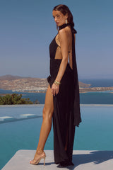 KESARI HIGH NECK MAXI DRESS - BLACK
