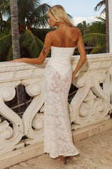 LAKITA STRAPLESS LACE MAXI DRESS - WHITE