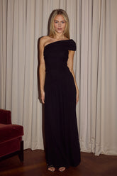 LARA ONE SHOULDER MAXI DRESS - BLACK