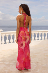 LEXIE LOW PLUNGE HALTER MAXI DRESS - ISABEL PINK