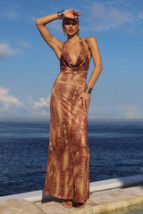 LOTUS MAXI SKIRT - TAN VIPER