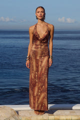 LOTUS MAXI SKIRT - TAN VIPER