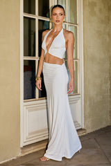 LUMIA HALTER CUTOUT MAXI DRESS - WHITE