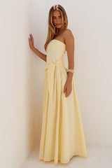 MAEVE STRAPLESS SIDE TIE MAXI DRESS - BUTTER