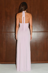 MARLENI V-NECK HALTER MAXI DRESS - PINK