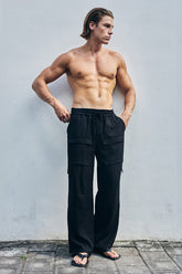 MARVEY WIDE LEG CARGO PANT - BLACK