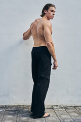 MARVEY WIDE LEG CARGO PANT - BLACK