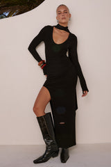 MATHILDE SLEEVED MAXI DRESS - BLACK