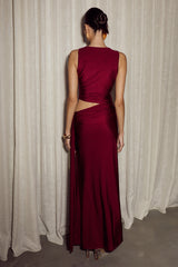 MAZINI DEEP PLUNGE MAXI DRESS - BERRY
