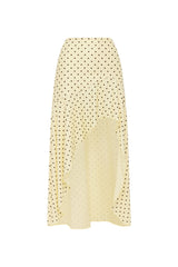 MELODY FLOUNCE MIDI SKIRT - LEMON/CHOC POLKA
