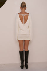 MIKAYLA LONG SLEEVED KNIT TOP - WHITE