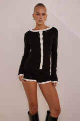 MILENIA SLEEVED KNIT TOP - BLACK