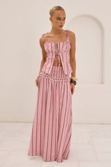 MAREE SHIRRED DROP WAIST MAXI SKIRT - KATALIA PINK