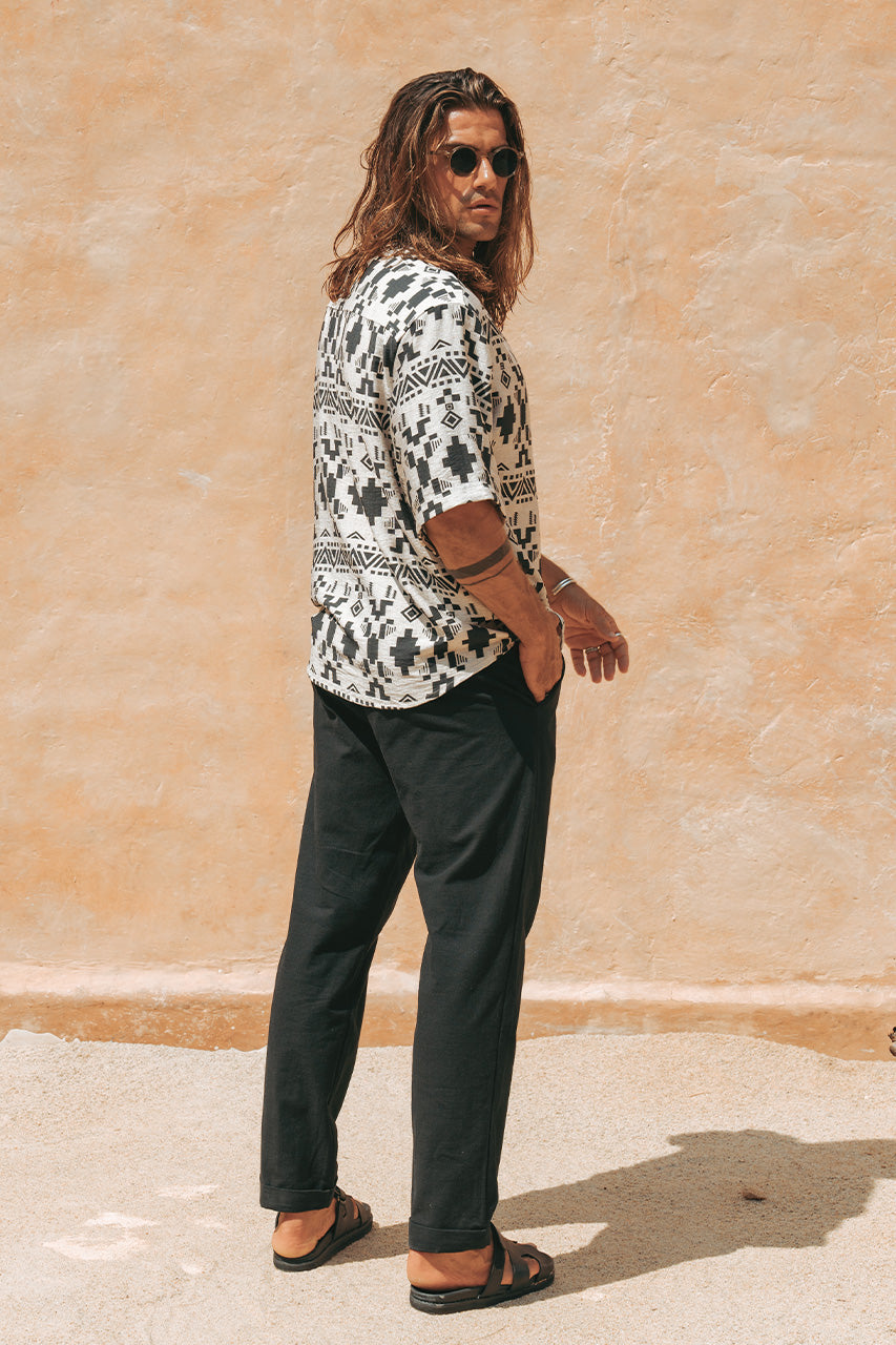 AZAR TOP - SAND/BLACK