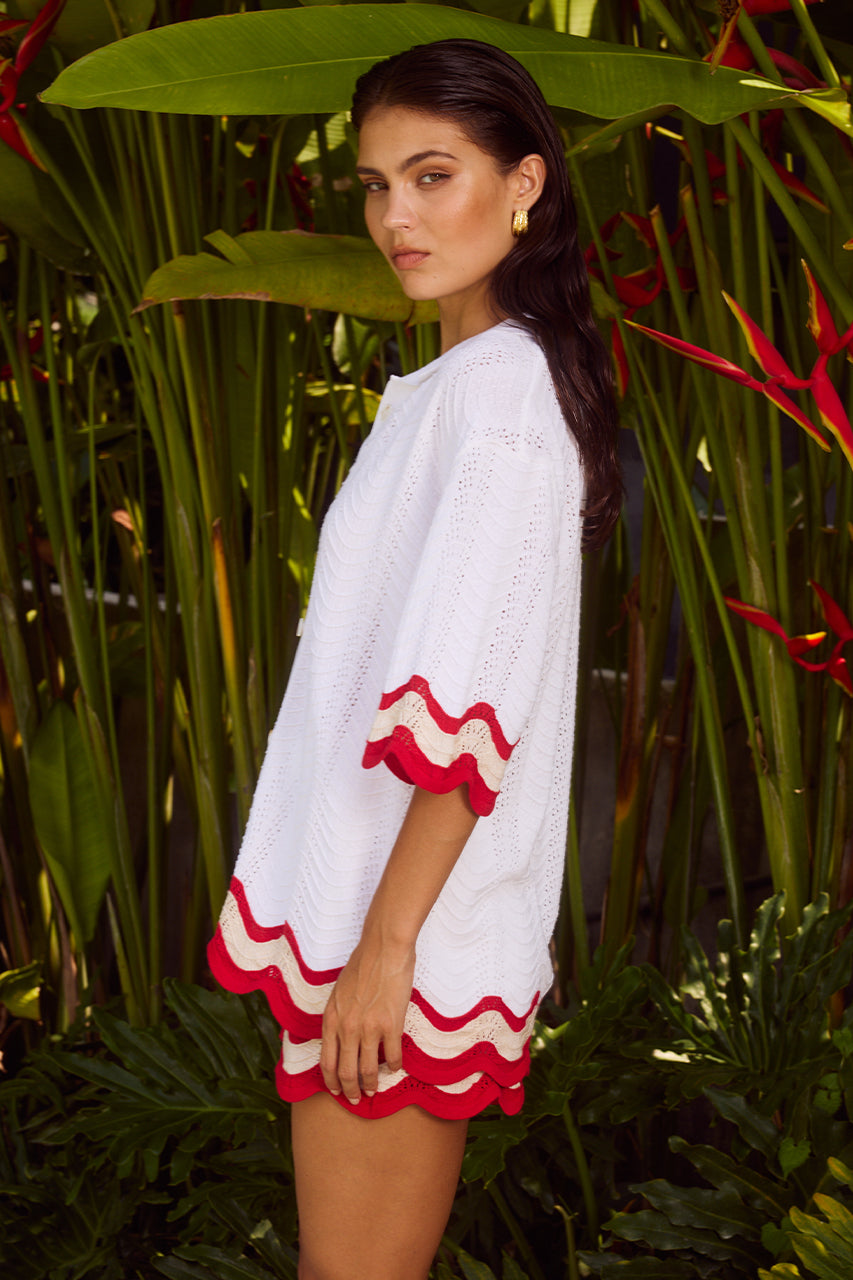BILLIE TOP - WHITE/RED