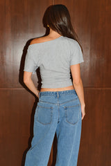 BONNE ONE SHOULDER TOP - GREY
