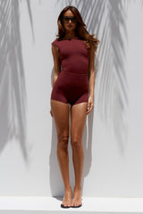 CARLY HIGH WAISTED MICRO SHORTS - CHERRY