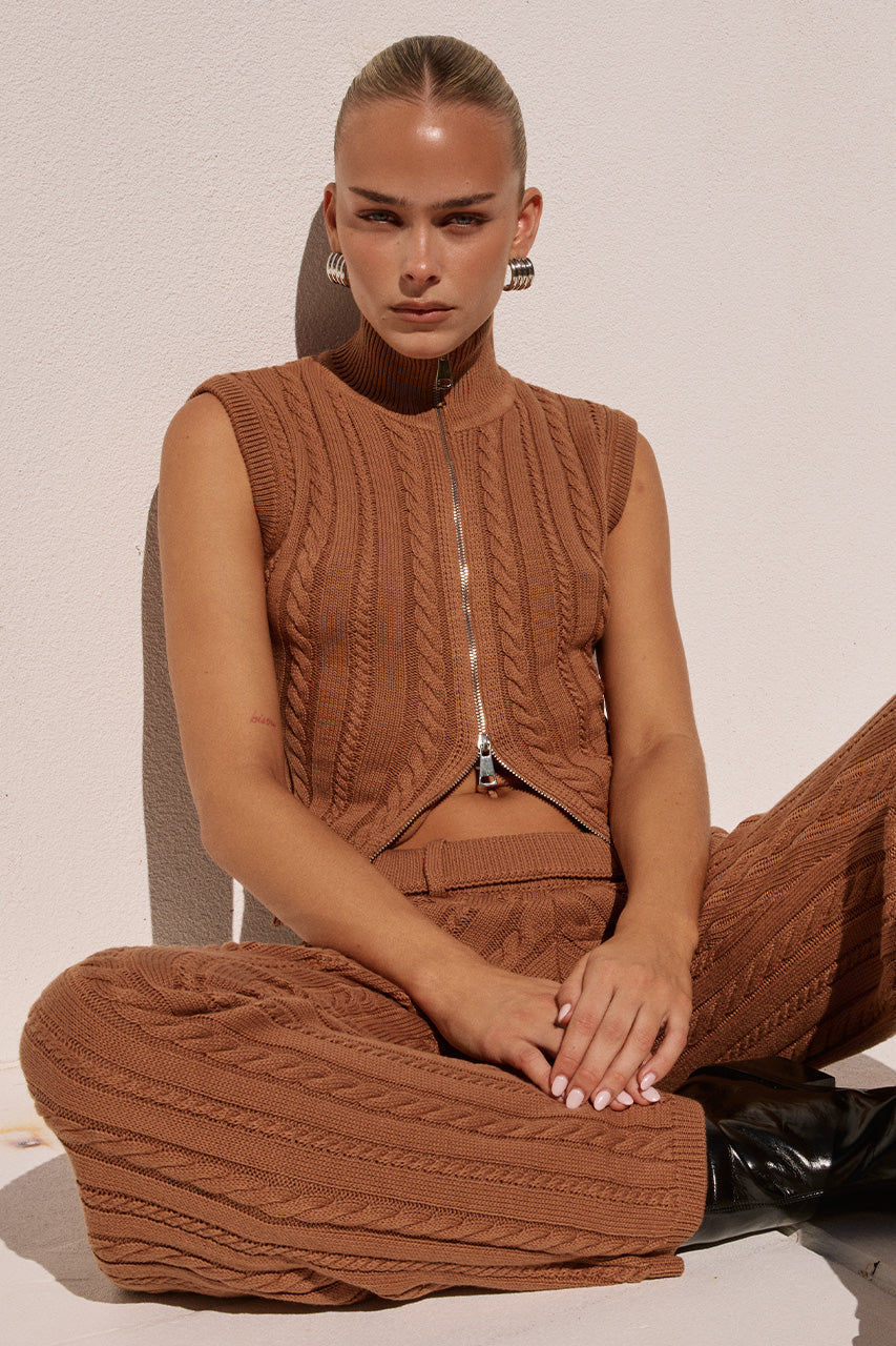 CAMILA KNIT TOP - OCHRE