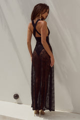 JENNA LOW WAIST LACE MAXI SKIRT - BLACK