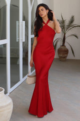 CHARA LOW CROSS BACK MAXI DRESS - CHERRY
