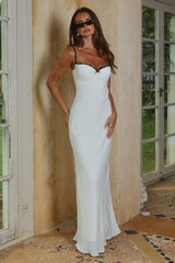 CHARLOTTE BUSTIER SLIP MAXI DRESS - IVORY/BLACK POLKA