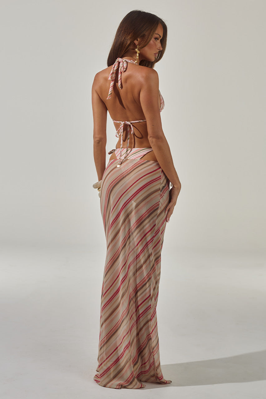 CYRUS LOW WAIST SHEER MAXI SKIRT - SADIE PINK