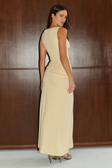 ELIN DRAPED TWIST MIDI DRESS - BUTTER