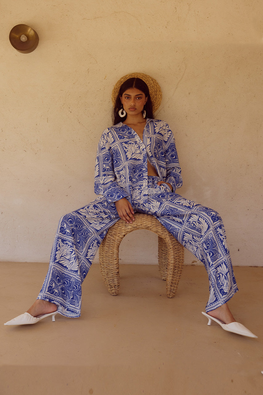 ELKA PALAZZO PANT - HAVANNA NAVY