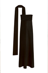 ELSA STRAPLESS SCARF MAXI DRESS - BLACK