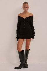 EMILIA KNIT MINI SKIRT - BLACK