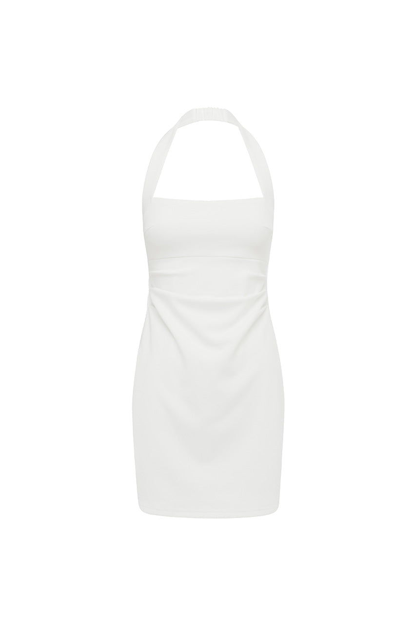 FRANCA HALTER MINI DRESS - WHITE