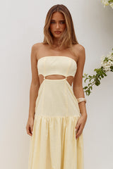 GAIA STRAPLESS CUTOUT MAXI DRESS - BUTTER